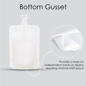 50ml Clear / Clear Matt Flip Cap 16mm Spout Pouches (100 per pack)