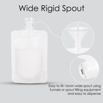 50ml Clear / Clear Matt Flip Cap 16mm Spout Pouches (100 per pack)