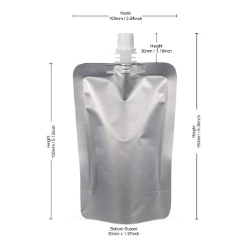 150ml Silver Matt Spout Pouches (100 per pack)