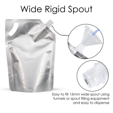 1 Litre Silver Matt Spout Pouches with Handle (100 per pack)