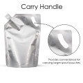 1 Litre Silver Matt Spout Pouches with Handle (100 per pack)