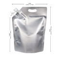 2 Litre Silver Matt Spout Pouches with Handle (100 per pack)