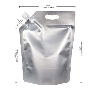 2 Litre Silver Matt Spout Pouches with Handle (100 per pack)