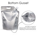 2 Litre Silver Matt Spout Pouches with Handle (100 per pack)