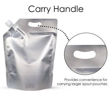 2 Litre Silver Matt Spout Pouches with Handle (100 per pack)