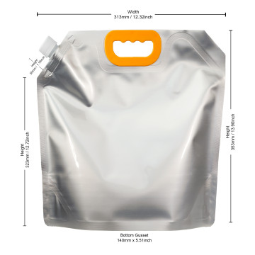 5 Litre Silver Matt Spout Pouches with Handle (100 per pack)
