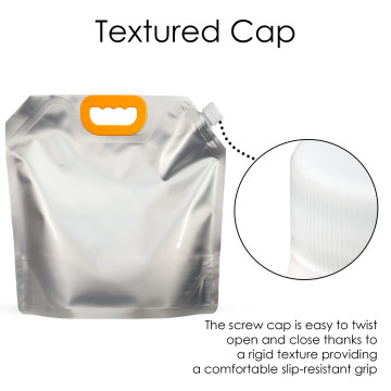 5 Litre Silver Matt Spout Pouches with Handle (100 per pack)
