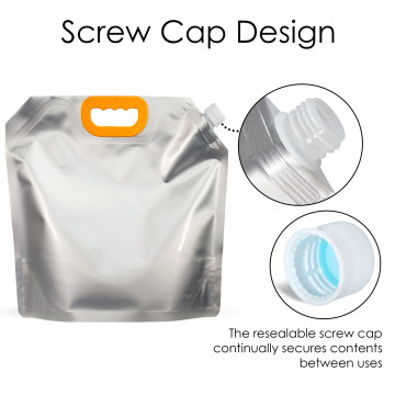 5 Litre Silver Matt Spout Pouches with Handle (100 per pack)