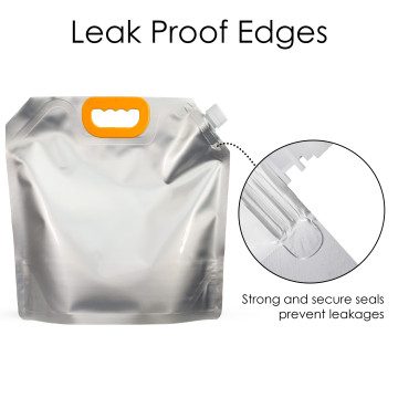 5 Litre Silver Matt Spout Pouches with Handle (100 per pack)