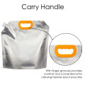 5 Litre Silver Matt Spout Pouches with Handle (100 per pack)