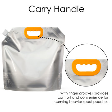 5 Litre Silver Matt Spout Pouches with Handle (100 per pack)