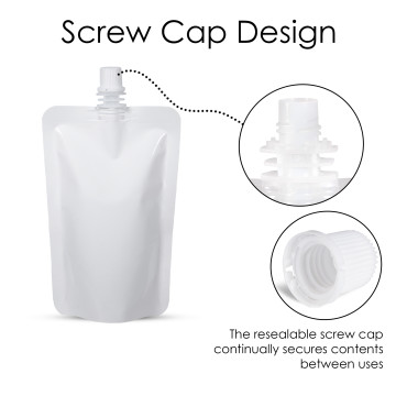 100ml White Shiny Spout Pouches (100 per pack)