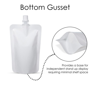 100ml White Shiny Spout Pouches (100 per pack)