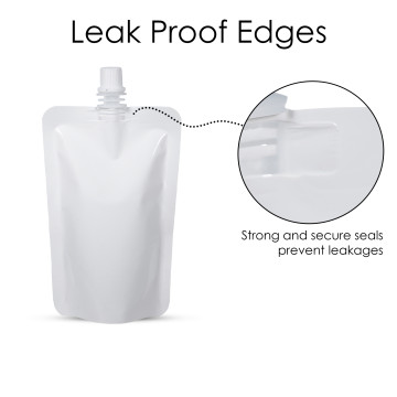 150ml White Shiny Spout Pouches (100 per pack)