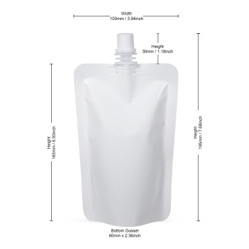 250ml White Shiny Spout Pouches (100 per pack)