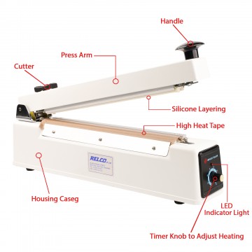 TEW 300mm Metal Body Impulse Heat Sealer With Cutter (1 per pack)