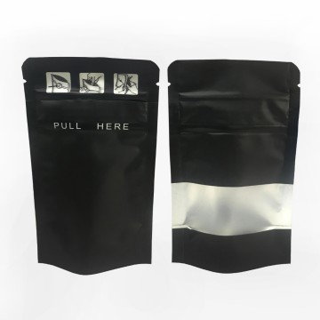 8cm x 13cm Child Resistant Window Black Matt Stand Up Pouch/Bag with Zip Lock [SP1]  (100 per pack)