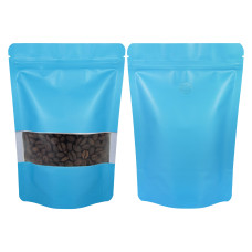 100x150mm Valve Window Blue Matt Stand Up Pouch/Bag With Zip Lock (100 per pack)