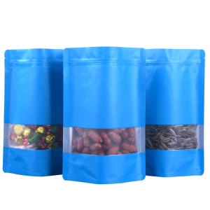 [SAMPLE] 90x130mm Window Blue Matt Stand Up Pouch/Bag With Zip Lock