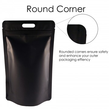 5kg Black Matt With Handle Stand Up Pouch/Bag with Zip Lock [SP8] (100 per pack)