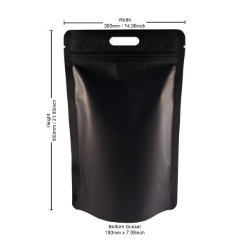 5kg Black Matt With Handle Stand Up Pouch/Bag with Zip Lock [SP8] (100 per pack)