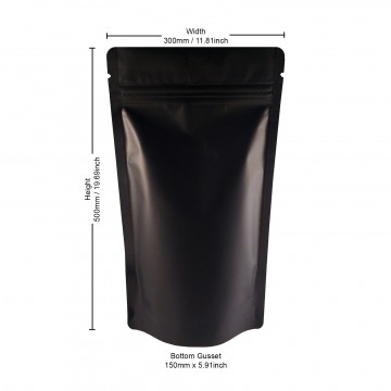 3kg Black Matt Stand Up Pouch/Bag with Zip Lock [SP7]