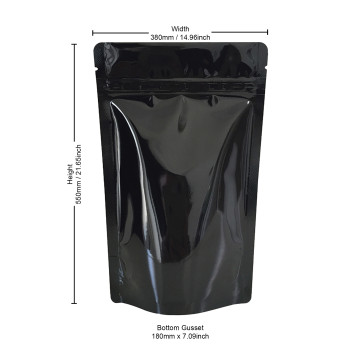 5kg Black Shiny Stand Up Pouch/Bag with Zip Lock [SP8] (100 per pack)