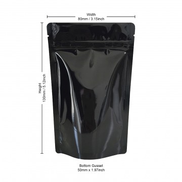 40g Black Shiny Stand Up Pouch/Bag with Zip Lock [SP1] (100 per pack)