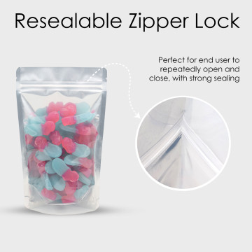 1kg Clear / Black Shiny Stand Up Pouch/Bag with Zip Lock [SP6] (100 per pack)