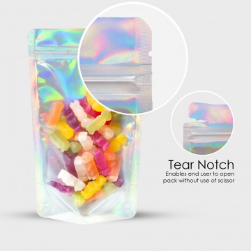 150g Clear / Holographic Stand Up Pouch/Bag with Zip Lock [SP3]