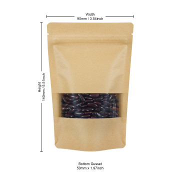 50g Window Kraft Paper Stand Up Pouch/Bag with Zip Lock [GP1] (100 per pack)