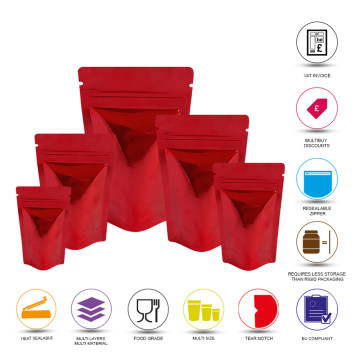 40g Red Shiny Stand Up Pouch/Bag with Zip Lock [SP1] (100 per pack)