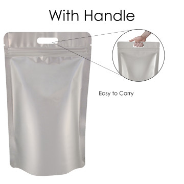 5kg Silver Matt With Handle Stand Up Pouch/Bag with Zip Lock [SP8] (100 per pack)