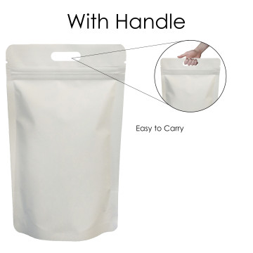 5kg White Matt With Handle Stand Up Pouch/Bag with Zip Lock [SP8] (100 per pack)