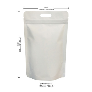 5kg White Matt With Handle Stand Up Pouch/Bag with Zip Lock [SP8] (100 per pack)