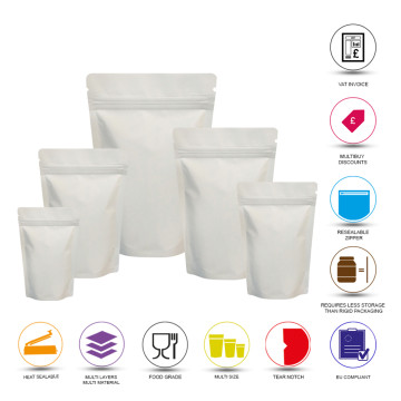 40g White Matt Stand Up Pouch/Bag with Zip Lock [SP1] (100 per pack)