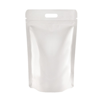 5kg White Shiny With Handle Stand Up Pouch/Bag with Zip Lock [SP8] (100 per pack)