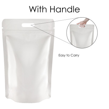 5kg White Shiny With Handle Stand Up Pouch/Bag with Zip Lock [SP8] (100 per pack)