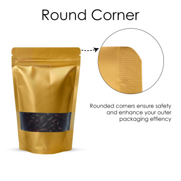 250g Window Gold Matt Stand Up Pouch/Bag with Zip Lock [SP4] (100 per pack)