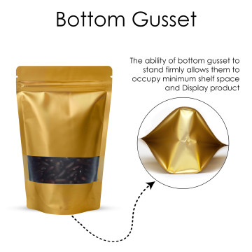250g Window Gold Matt Stand Up Pouch/Bag with Zip Lock [SP4] (100 per pack)