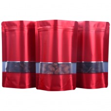 90x130mm Window Red Matt Stand Up Pouch/Bag With Zip Lock (100 per pack)