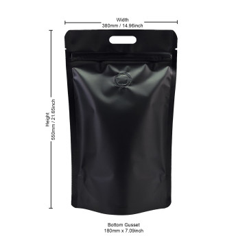 5kg Black Matt With Handle and Valve Stand Up Pouch/Bag with Zip Lock [SP8] (100 per pack)