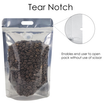 5Kg Valve Clear / Black Shiny With Handle Stand Up Pouch/Bag with Zip Lock (100 per pack)