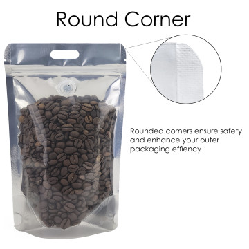 5Kg Valve Clear / Black Shiny With Handle Stand Up Pouch/Bag with Zip Lock (100 per pack)