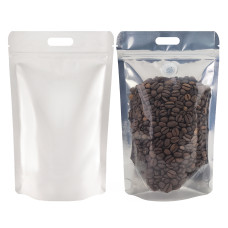 5Kg Valve Clear / White Shiny With Handle Stand Up Pouch/Bag with Zip Lock (100 per pack)