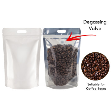 5Kg Valve Clear / White Shiny With Handle Stand Up Pouch/Bag with Zip Lock (100 per pack)