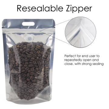 5Kg Valve Clear / White Shiny With Handle Stand Up Pouch/Bag with Zip Lock (100 per pack)