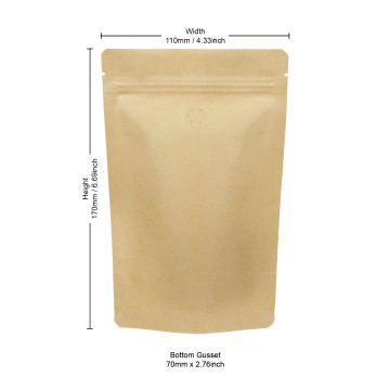 70g Kraft Paper With Valve Stand Up Pouch/Bag with Zip Lock [SP2] (100 per pack)