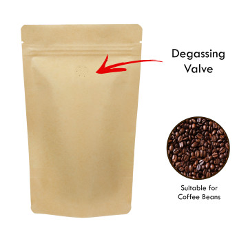 1kg Kraft Paper With Valve Stand Up Pouch/Bag with Zip Lock [SP6] (100 per pack)