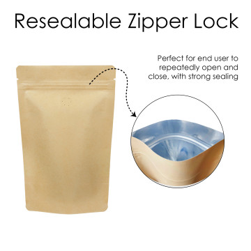 1kg Kraft Paper With Valve Stand Up Pouch/Bag with Zip Lock [SP6] (100 per pack)